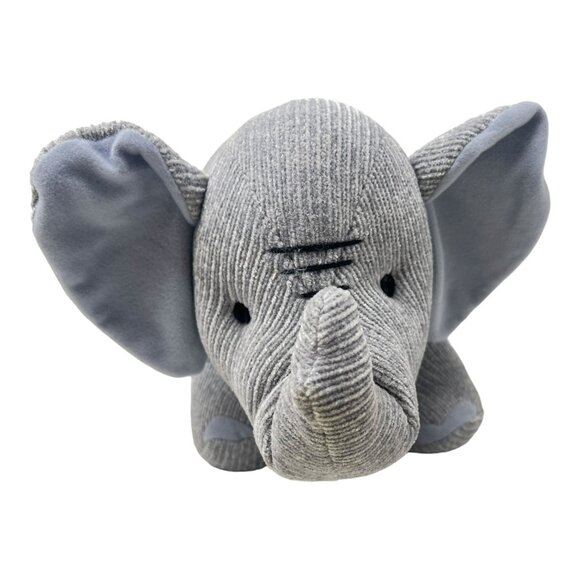 Pier 1 Imports Plush Gray Corduroy Elephant Toy Stuffed Animal Sewn Eyes - Picture 6 of 9